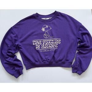 Peanuts Sweatshirt Womens 12/14 Snoopy The Future Is Bright H&M Cropped Pullover